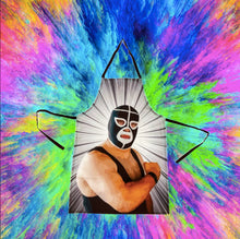 Load image into Gallery viewer, Mexican Wrestling Lucha Libre Grey Apron – Wajiro Dream MexiPop Art
