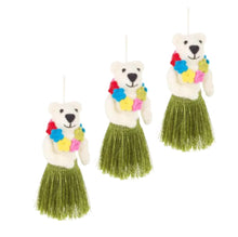 Load image into Gallery viewer, Set of 3 Polar Hula Bears – Fair Trade Felt Christmas Ornaments
