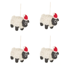 Load image into Gallery viewer, Set of 4 Black Sheep Christmas Hanging Decorations – Fair Trade &amp; Eco Friendly
