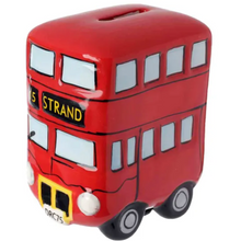 Load image into Gallery viewer, Route Master London Bus Ceramic Money Box | Red British Souvenir Piggy Bank | Unique Globe Curiosities Gift Shop
