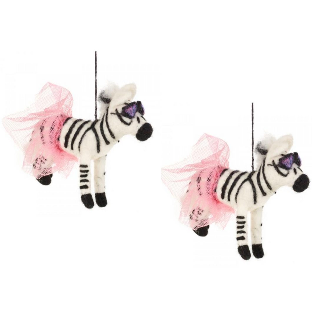 Set of 2 Sassy Zebra Felt Decorations – Handmade Fair Trade Eco-Friendly