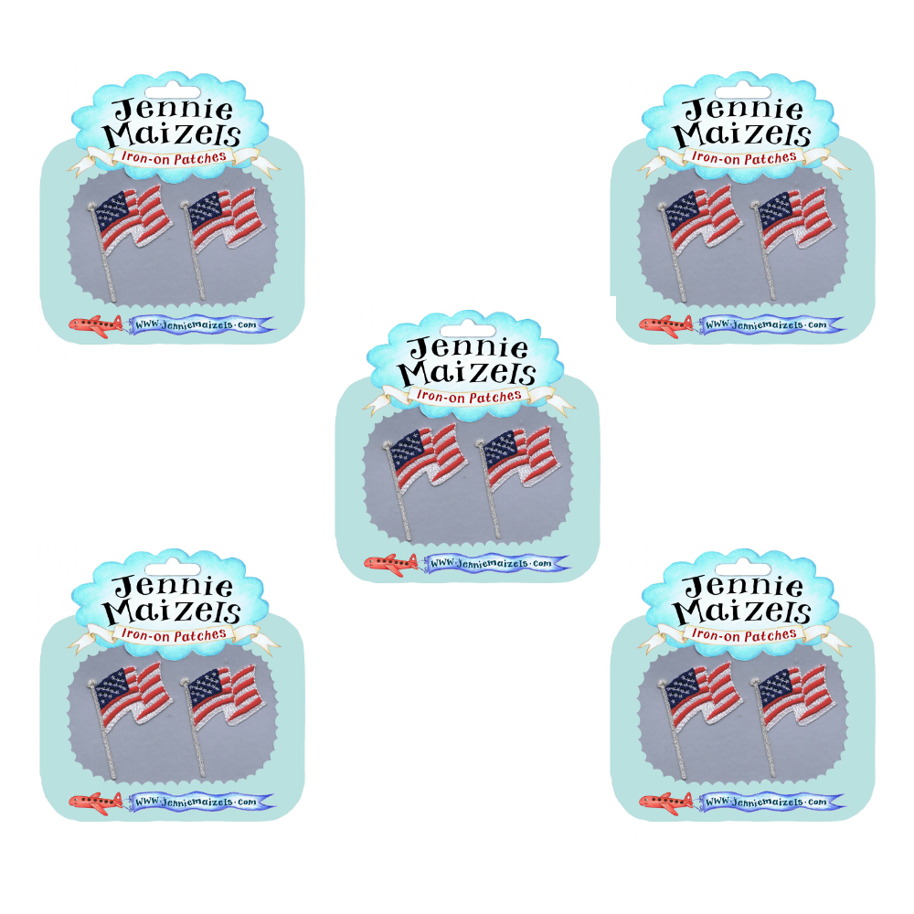 Set of 5 Pairs US Flag Clothes Plasters – 10 Iron-On Embroidered Patches