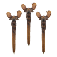 Load image into Gallery viewer, Set of 3 Moose Head Pens – Fun Novelty Stationery Black Ink
