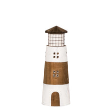 Load image into Gallery viewer, Driftwood Lighthouse Ornament – 26cm | Nautical Coastal Decor
