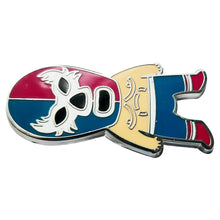 Load image into Gallery viewer, Mexican Wrestler Metal Pin Badge – Lucha Libre Mask Design | Official Enamel Badge
