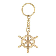 Load image into Gallery viewer, Set of 2 Solid Brass Ship’s Wheel Keyrings – Nautical Maritime Keychains
