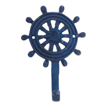 Load image into Gallery viewer, Set of 3 Rudder Coat Hooks – Nautical Metal Wall Hooks Red Blue White
