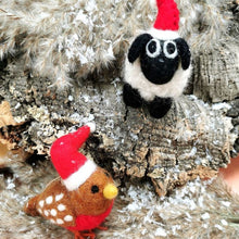 Load image into Gallery viewer, Set of 4 Black Sheep Christmas Hanging Decorations – Fair Trade &amp; Eco Friendly
