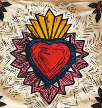 Load image into Gallery viewer, Mexican Ex-Voto Heart Tote Bag – 100% Cotton – Handmade in Mexico – Wajiro Dream MexiPop Art Design
