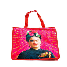 Load image into Gallery viewer, Mexican Frida Grocery Bag – Red – Wajiro Dream – MexiPop Art Design
