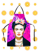Load image into Gallery viewer, Frida Kahlo Apron – MexiPop Art Design with Floral Headband Print
