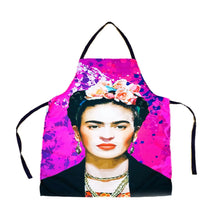 Load image into Gallery viewer, Frida Kahlo Apron – MexiPop Art Design with Floral Headband Print
