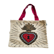 Load image into Gallery viewer, Mexican Ex-Voto Heart Tote Bag – 100% Cotton – Wajiro Dream MexiPop Art Design
