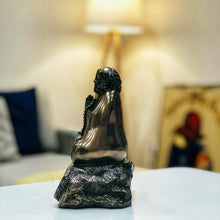 Load image into Gallery viewer, Da Mo Bodhidharma Statue on Rock in Meditation Pose – 19cm Bronze Finish

