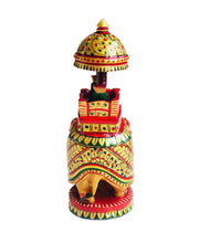 Load image into Gallery viewer, Wooden Ambabari Elephant 17cm – Hand Carved Hoda Statue | Indian Handmade Home Décor
