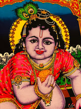 Load image into Gallery viewer, Bala Krishna Wall Hanging Tapestry – Handmade Cotton Sequin Art | Indian Home Décor
