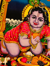 Load image into Gallery viewer, Bala Krishna Wall Hanging Tapestry – Handmade Cotton Sequin Art | Indian Home Décor
