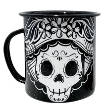 Load image into Gallery viewer, La Catrina Mexican Enamel Coffee Mug – 360ml – Imported from Mexico
