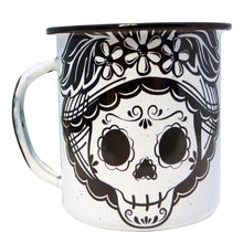 Load image into Gallery viewer, Mexican Catrina Enamel Coffee Mug – 360ml – Imported from Mexico
