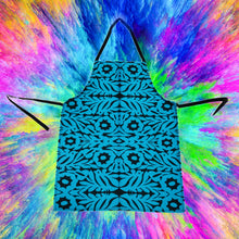 Load image into Gallery viewer, Mexican Oaxaca Embroidery Design Apron – Blue | MexiPop Art by Wajiro Dream
