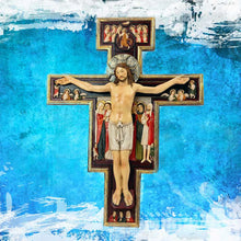 Load image into Gallery viewer, Crucifix of Saint Damiano – 30cm Resin Wall Cross, Hand Painted Religious Decoration
