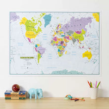 Load image into Gallery viewer, Glow in the Dark Children’s World Map – 84.1 x 59.4 cm | Nighttime Wall Decor &amp; Learning Tool
