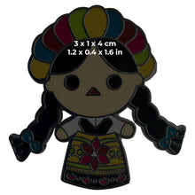 Load image into Gallery viewer, Mexican Lady Metal Pin Badge – Colourful Folkloric Design | Official By Mexico Collectible
