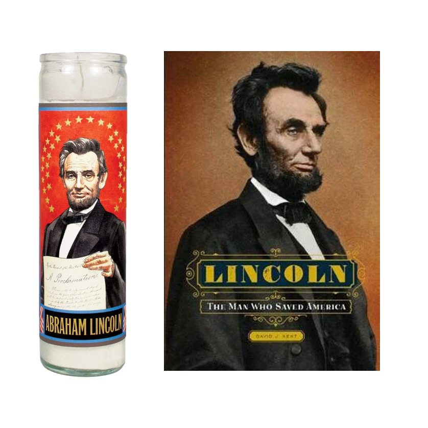 Set – Lincoln Secular Saint Candle & Abraham Lincoln Hardcover Book
