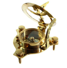 Load image into Gallery viewer, Explorer Sundial &amp; Compass in Brass – Maritime Navigation Replica | Fair Trade Gift
