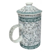 Load image into Gallery viewer, Jasmine Blossom Porcelain Tea Infuser Mug with Lid – 300ml
