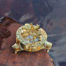 Load image into Gallery viewer, Explorer Sundial &amp; Compass in Brass – Maritime Navigation Replica | Fair Trade Gift
