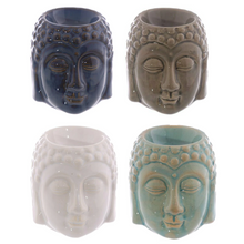 Load image into Gallery viewer, Set of 4 Buddha Head Oil Burners – Glazed Ceramic Aromatherapy Décor
