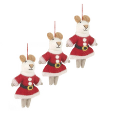 Load image into Gallery viewer, 3 Mrs Santa Paws Novelty Hanging Decorations - Fair Trade and Eco Friendly
