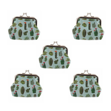 Load image into Gallery viewer, Set of 5 Mexican Cactus Mini Coin Purses – Fun Small PU Zipper Wallets
