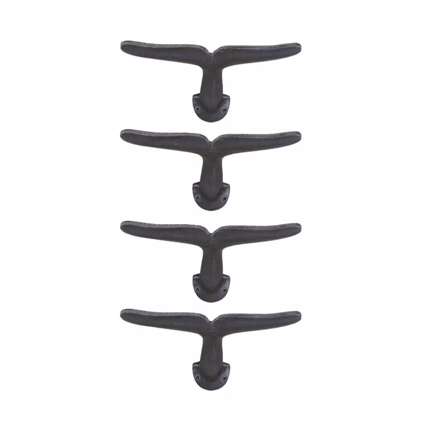 Set of 4 Coat Racks Tail Of Whale Cast-Iron