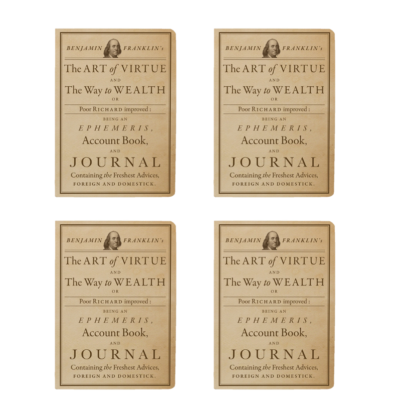 Set of 4 Benjamin Franklin’s Account Book Notebooks | Pocket Journals Inspired by Poor Richard’s Wisdom
