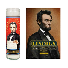 Load image into Gallery viewer, Set – Lincoln Secular Saint Candle &amp; Abraham Lincoln Hardcover Book
