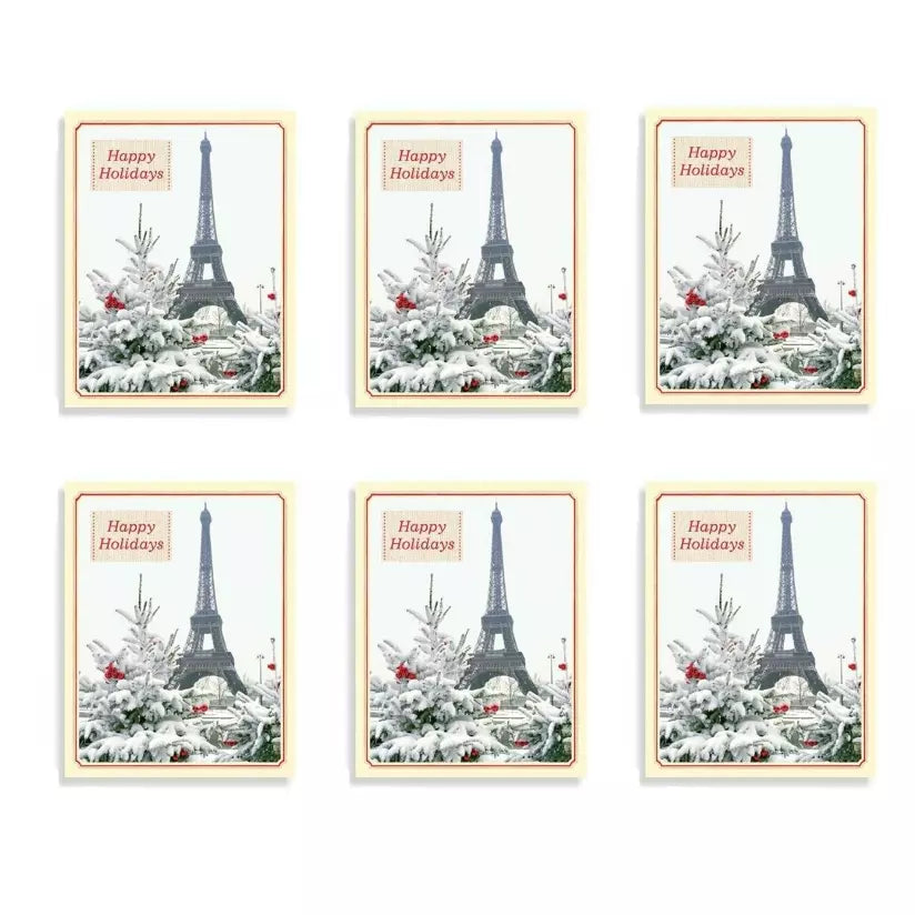 Set of 6 Parisian Winter Greeting Cards Boxes  (10 Cards Each).