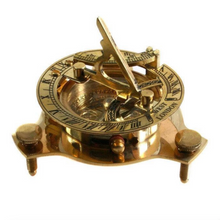 Load image into Gallery viewer, Explorer Sundial &amp; Compass in Brass – Maritime Navigation Replica | Fair Trade Gift
