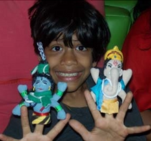 Load image into Gallery viewer, Ganesha Fridge Magnet &amp; Finger Puppet – The Unemployed Philosophers Guild Hindu Elephant God
