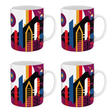 Load image into Gallery viewer, Set of 4 NASA Mars Exploration Mugs – Visions of the Future Poster Design – 15oz Porcelain
