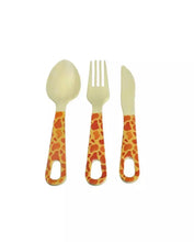 Load image into Gallery viewer, Set of 2 Organic Bamboo Cutlery Sets Giraffe &amp; Zebra
