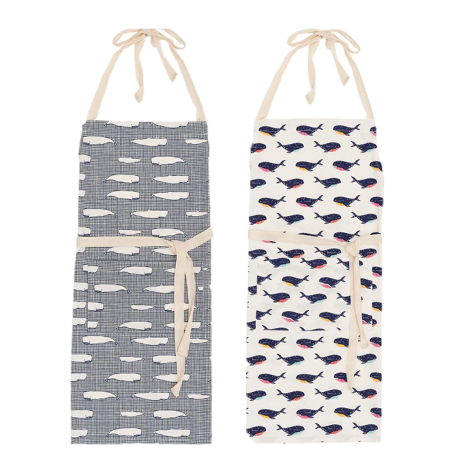 Set of 2 Kitchen Aprons 100% Cotton - Whales Design