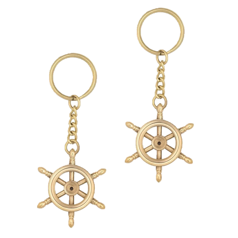 Set of Solid Brass Ship's Wheel Keyrings – Nautical Maritime