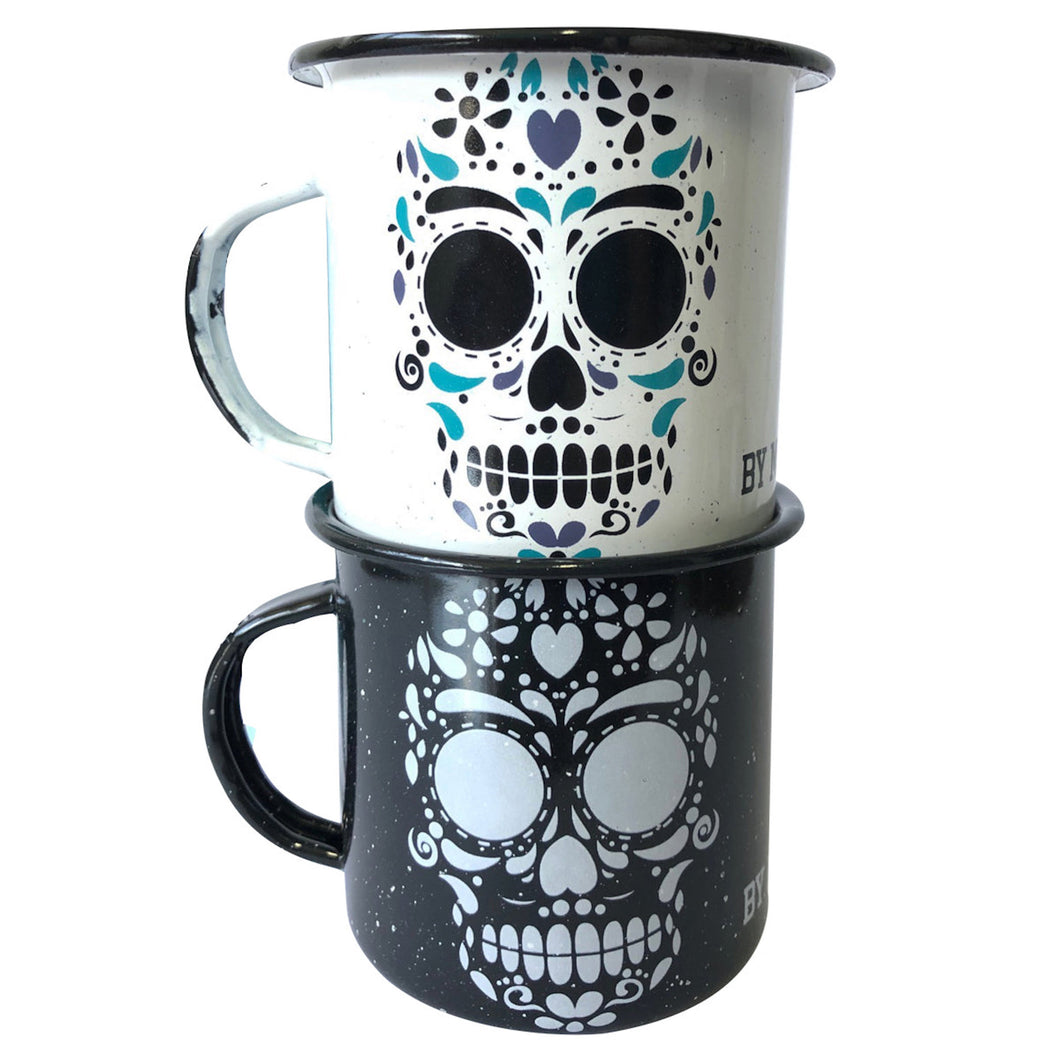 Coffee Enamel Skulls Mug Set of 2 - ByMexico
