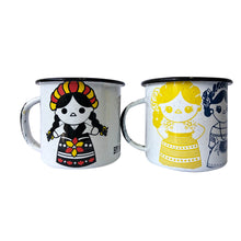 Load image into Gallery viewer, Coffee Enamel Mug Mexican Marias Set of 2 - ByMexico

