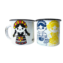 Load image into Gallery viewer, Coffee Enamel Mug Mexican Marias Set of 2 - ByMexico
