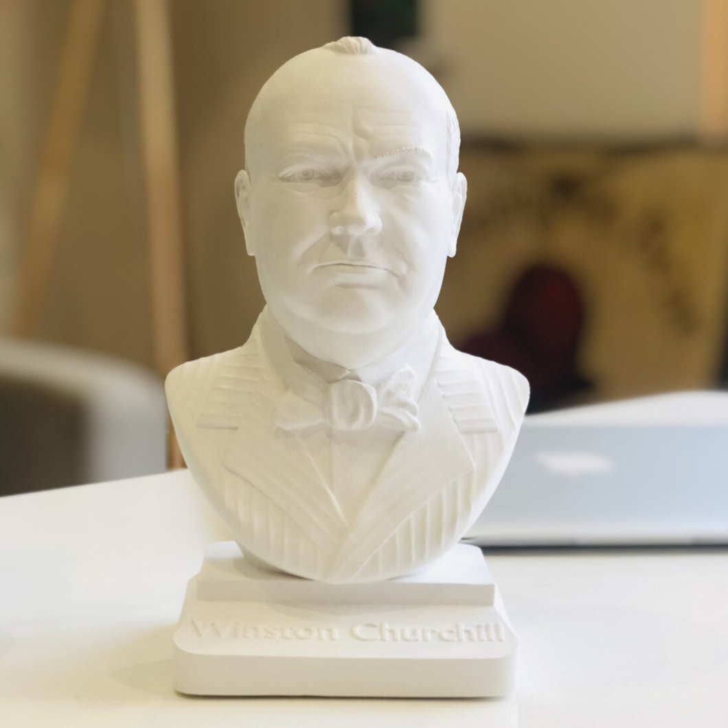 Winston Churchill White Colour Handmade Alabaster and Plaster Bust H20cm