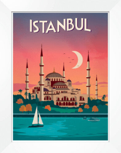 Istanbul Vintage Travel Poster A4. Home Art decor