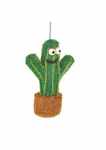 Load image into Gallery viewer, Set of 3 Fair Trade &amp; Eco Friendly Crazy Cacti Novelty Hanging Decoration Needle Felted - Christmas
